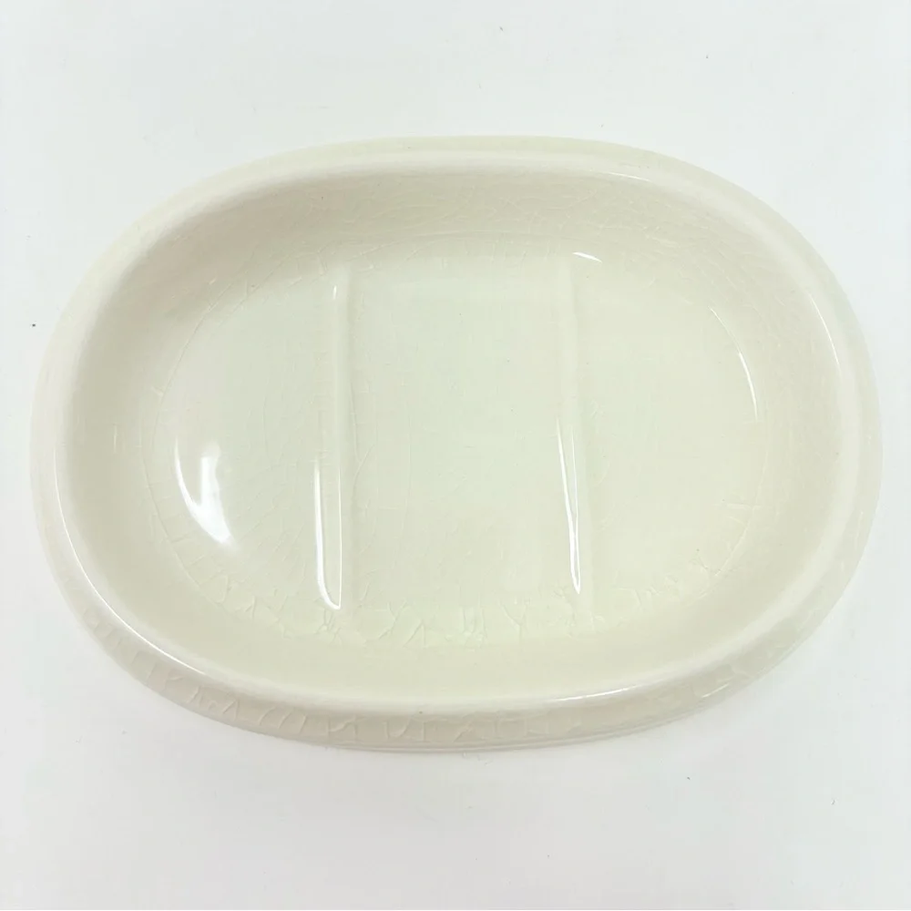 New! Stoneware Soap Dish Ivory 5”x3.5”